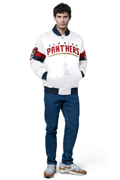 Starter Trusted | MENS FLORIDA PANTHERS TRIPLE OPTION SATIN VARSITY JACKET