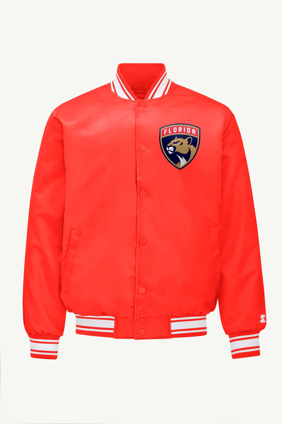 Starter New | MENS FLORIDA PANTHERS PRINTED GRAPHIC TRIANGLE SATIN VARSITY JACKET