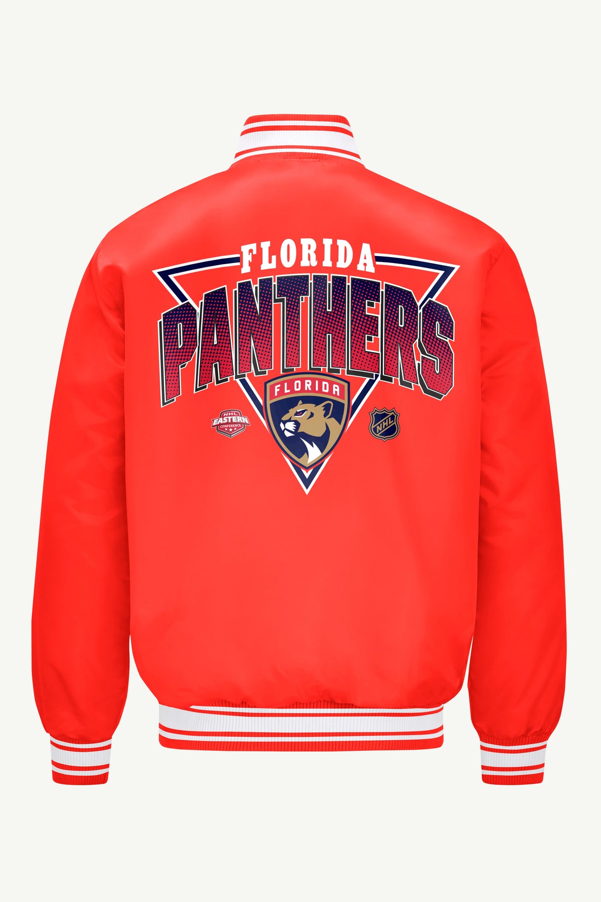 Starter New | MENS FLORIDA PANTHERS PRINTED GRAPHIC TRIANGLE SATIN VARSITY JACKET