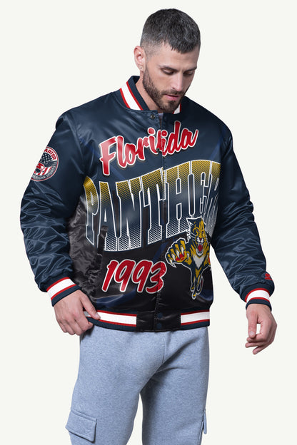 Starter Signature | MENS FLORIDA PANTHERS PASS RUSH SATIN VARSITY JACKET