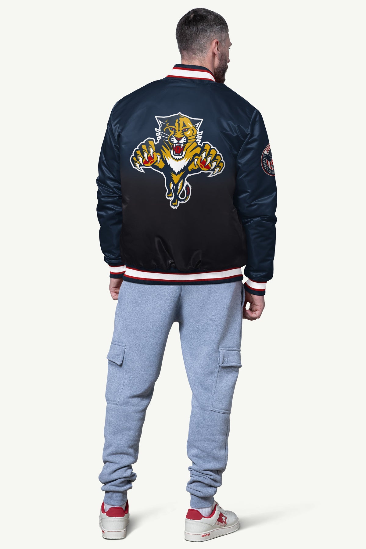 Starter Signature | MENS FLORIDA PANTHERS PASS RUSH SATIN VARSITY JACKET