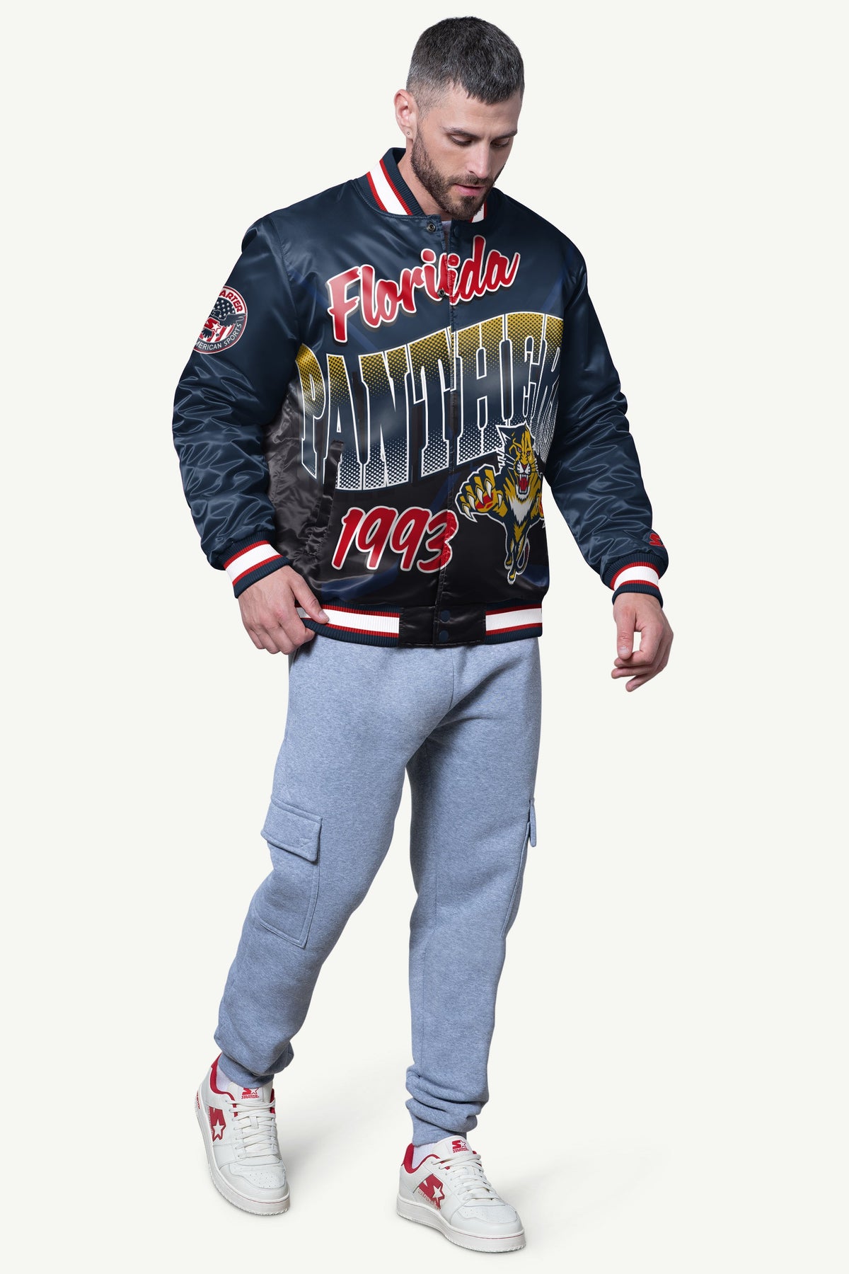 Starter Signature | MENS FLORIDA PANTHERS PASS RUSH SATIN VARSITY JACKET