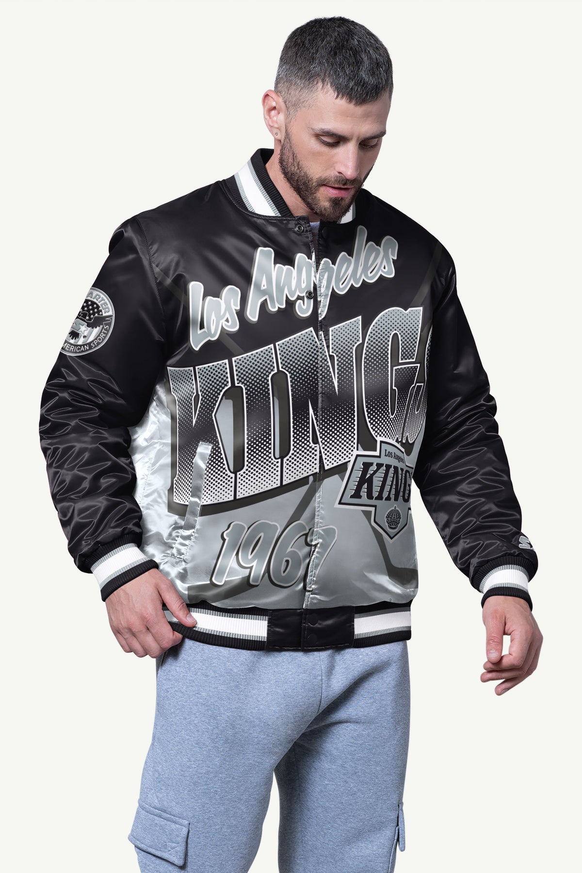 Starter Trusted | MENS LOS ANGELES KINGS PASS RUSH SATIN VARSITY JACKET
