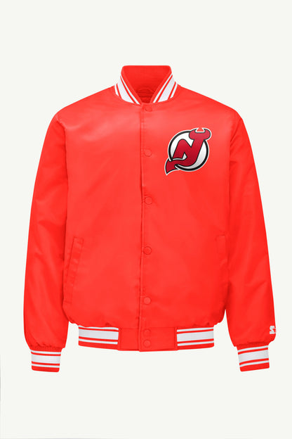 Starter Exclusive | MENS NEW JERSEY DEVILS TRIANGLE SATIN VARSITY JACKET