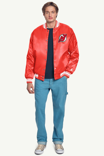 Starter Exclusive | MENS NEW JERSEY DEVILS TRIANGLE SATIN VARSITY JACKET
