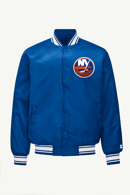 Starter Hot Sale | MENS NEW YORK ISLANDERS PRINTED GRAPHIC TRIANGLE SATIN VARSITY JACKET
