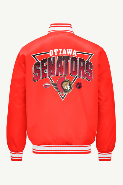 Starter Discount | MENS OTTAWA SENATORS PRINTED GRAPHIC TRIANGLE SATIN VARSITY JACKET