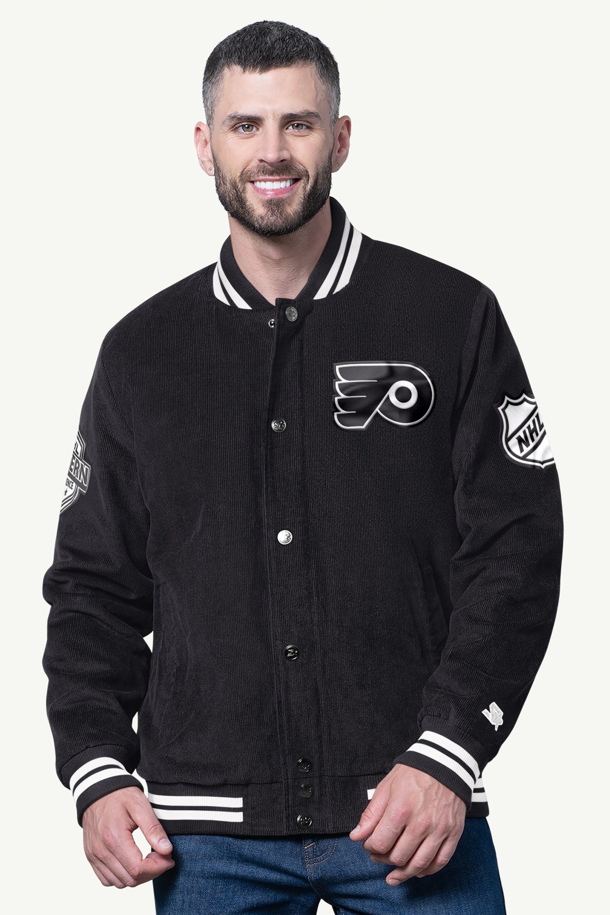 Starter Signature | MENS PHILADELPHIA FLYERS BLACKOUT CORDUROY VARSITY JACKET
