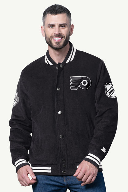 Starter Signature | MENS PHILADELPHIA FLYERS BLACKOUT CORDUROY VARSITY JACKET