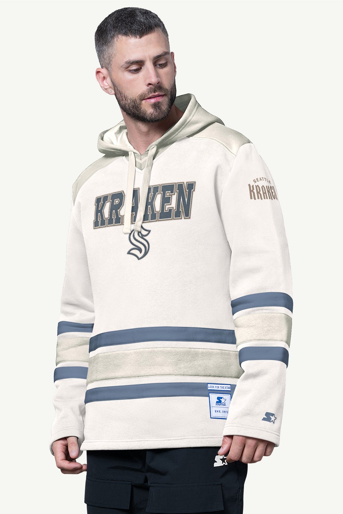 Starter Featured | MENS SEATTLE KRAKEN SLAP SHOT HOODED HOCKEY PULLOVER