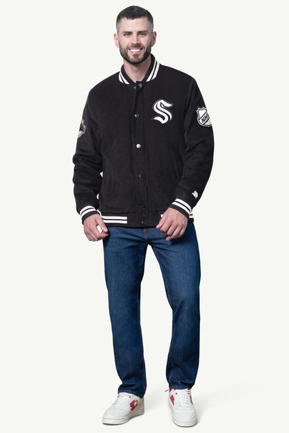 Starter Great Value | MENS SEATTLE KRAKEN BLACKOUT CORDUROY VARSITY JACKET