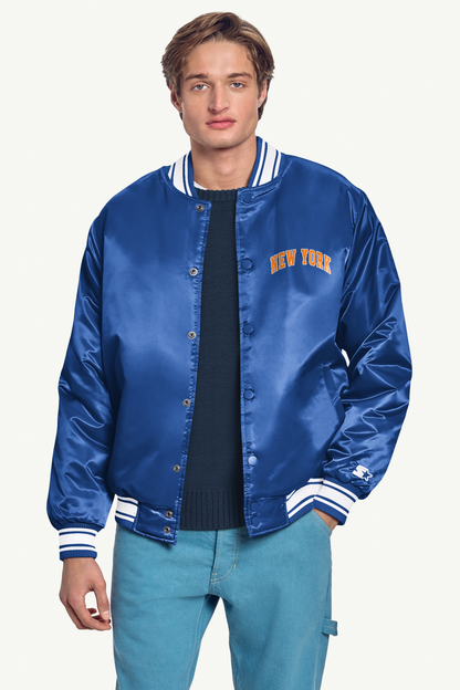 Starter Value | MENS NEW YORK KNICKS PRINTED GRAPHIC SATIN VARSITY JACKET