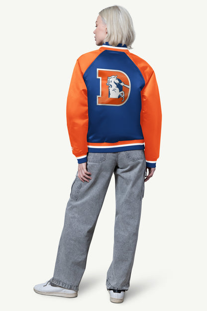 Starter Customer Favorite | WOMENS DENVER BRONCOS FINAL SCORE SATIN VARSITY JACKET