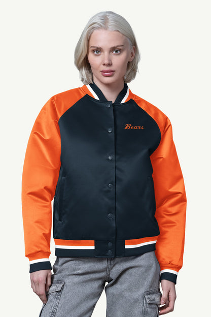 Starter Hot Sale | WOMENS CHICAGO BEARS FINAL SCORE SATIN VARSITY JACKET