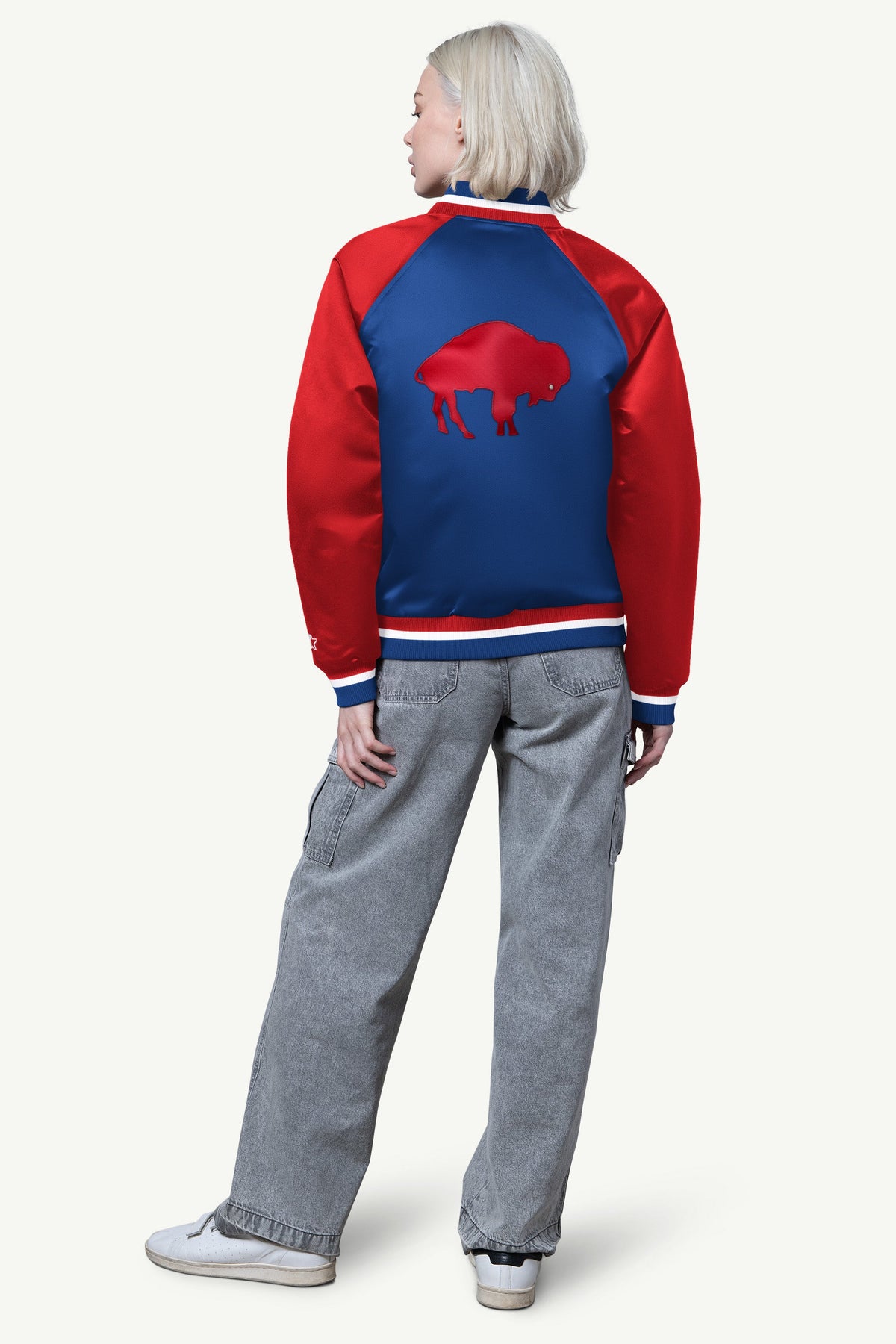 Starter Smart Buy | WOMENS BUFFALO BILLS FINAL SCORE SATIN VARSITY JACKET