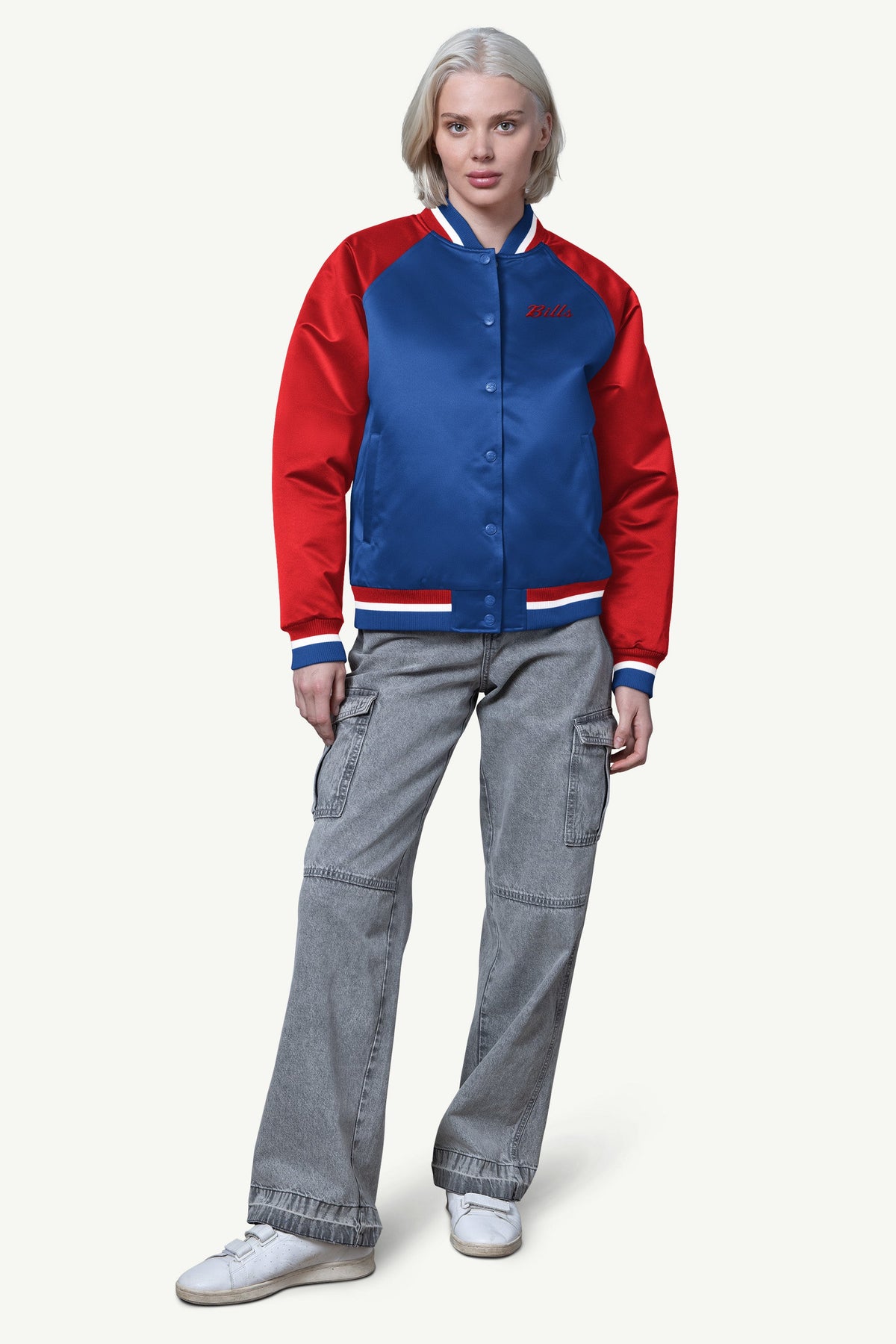 Starter Smart Buy | WOMENS BUFFALO BILLS FINAL SCORE SATIN VARSITY JACKET