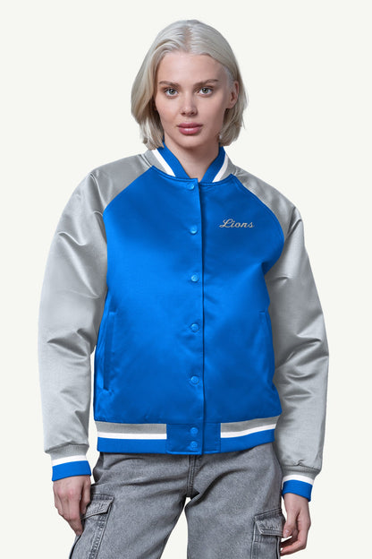 Starter New | WOMENS DETROIT LIONS FINAL SCORE SATIN VARSITY JACKET