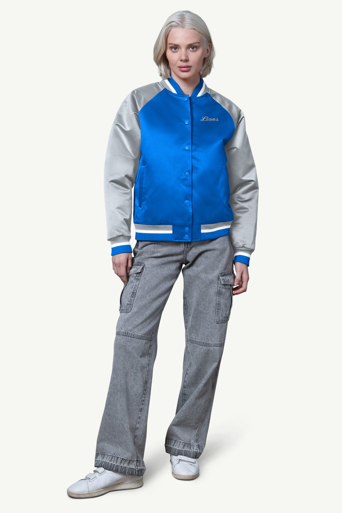 Starter New | WOMENS DETROIT LIONS FINAL SCORE SATIN VARSITY JACKET