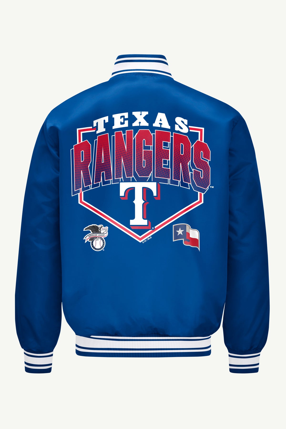 Starter Special Offer | MENS TEXAS RANGERS HOMEPLATE SATIN VARSITY JACKET