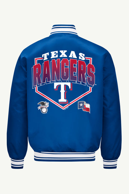 Starter Special Offer | MENS TEXAS RANGERS HOMEPLATE SATIN VARSITY JACKET