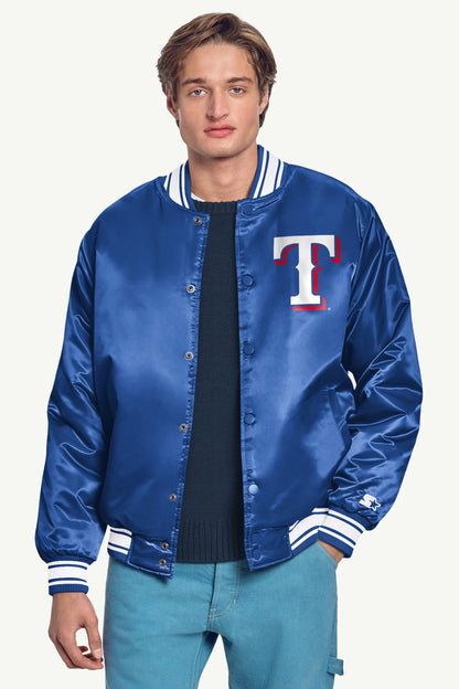 Starter Special Offer | MENS TEXAS RANGERS HOMEPLATE SATIN VARSITY JACKET