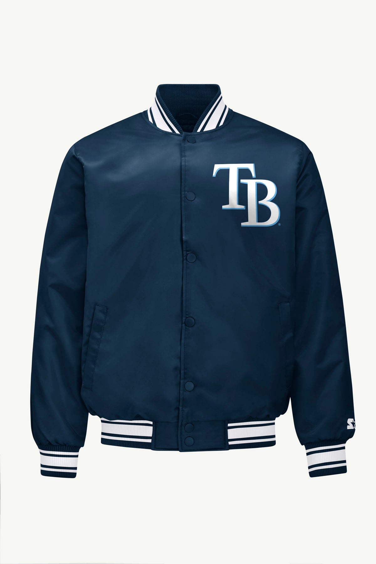 Starter Great Value | MENS TAMPA BAY RAYS PRINTED HOMEPLATE SATIN VARSITY JACKET