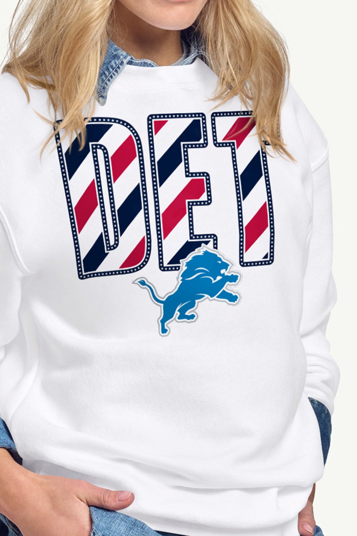 Starter Recommended | WOMENS DETROIT LIONS STARS AND STRIPES SWEATSHIRT