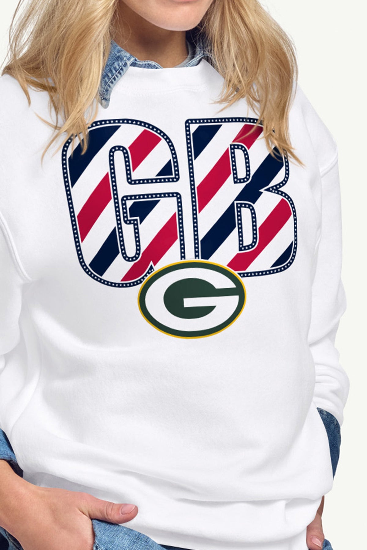 Starter Exclusive | WOMENS GREEN BAY PACKERS STARS AND STRIPES SWEATSHIRT
