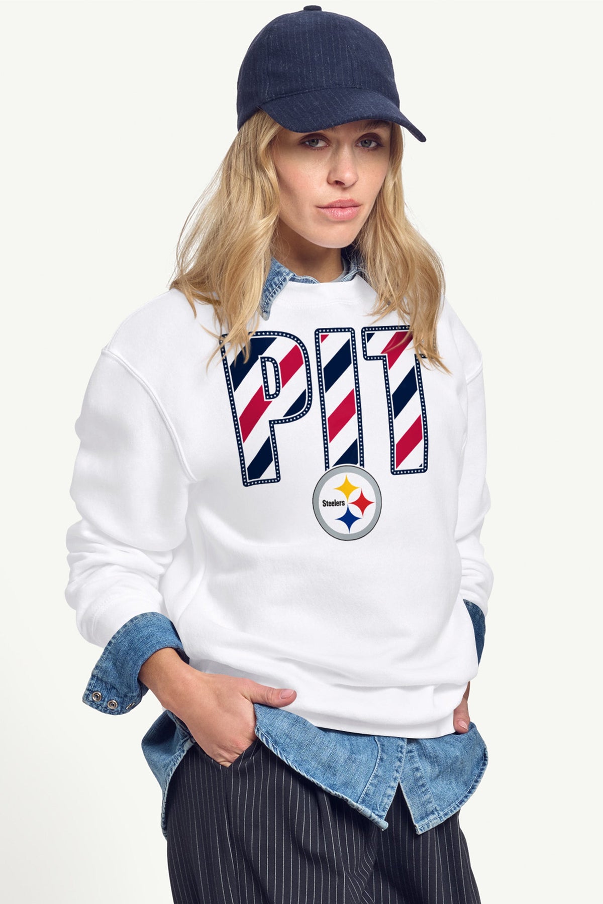 Starter Premium | WOMENS PITTSBURGH STEELERS STARS AND STRIPES SWEATSHIRT