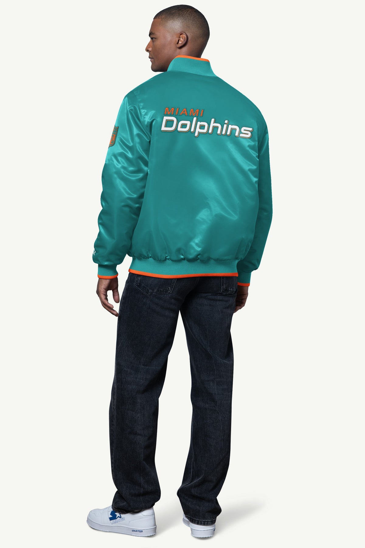 Starter Best Seller | MENS MIAMI DOLPHINS AMBASSADOR SATIN VARSITY JACKET