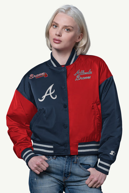 Starter Quality | WOMENS ATLANTA BRAVES OFFSIDE SATIN VARSITY JACKET