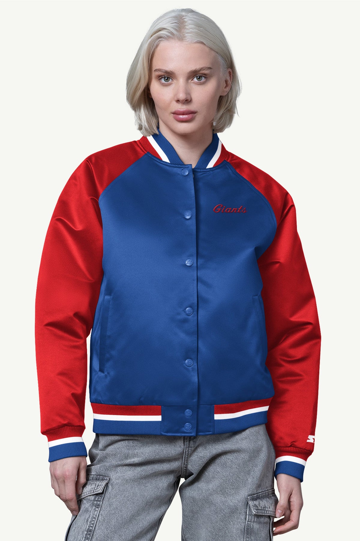Starter Featured | WOMENS NEW YORK GIANTS FINAL SCORE SATIN VARSITY JACKET