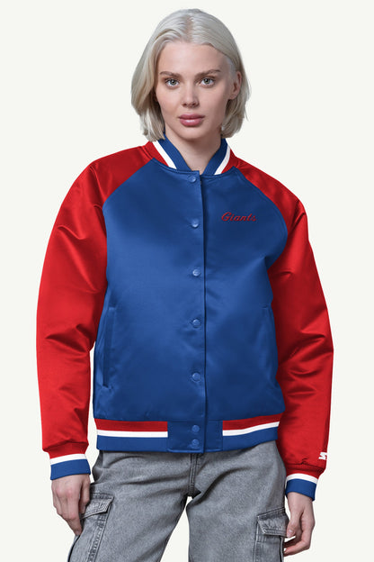 Starter Featured | WOMENS NEW YORK GIANTS FINAL SCORE SATIN VARSITY JACKET
