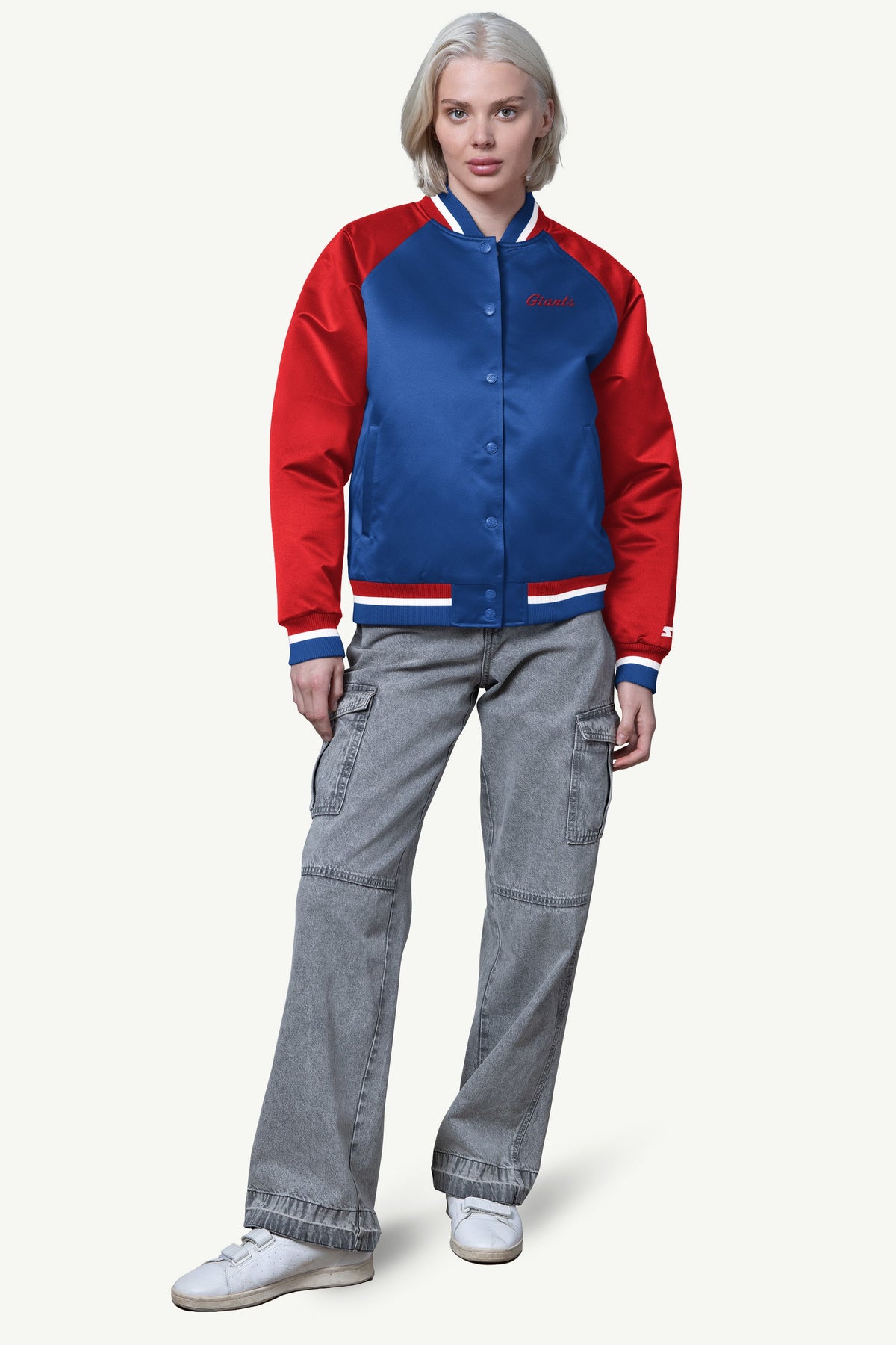 Starter Featured | WOMENS NEW YORK GIANTS FINAL SCORE SATIN VARSITY JACKET