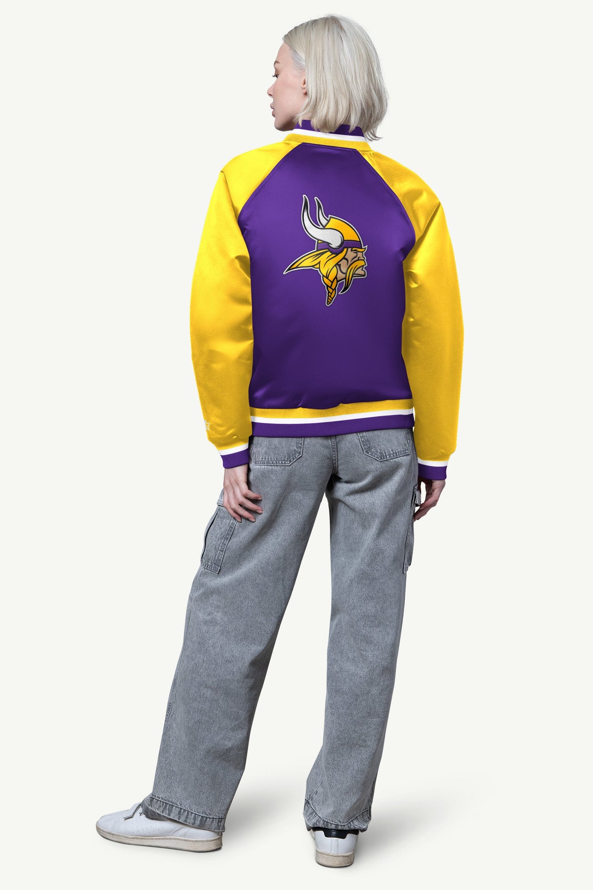 Starter Quality | WOMENS MINNESOTA VIKINGS FINAL SCORE SATIN VARSITY JACKET