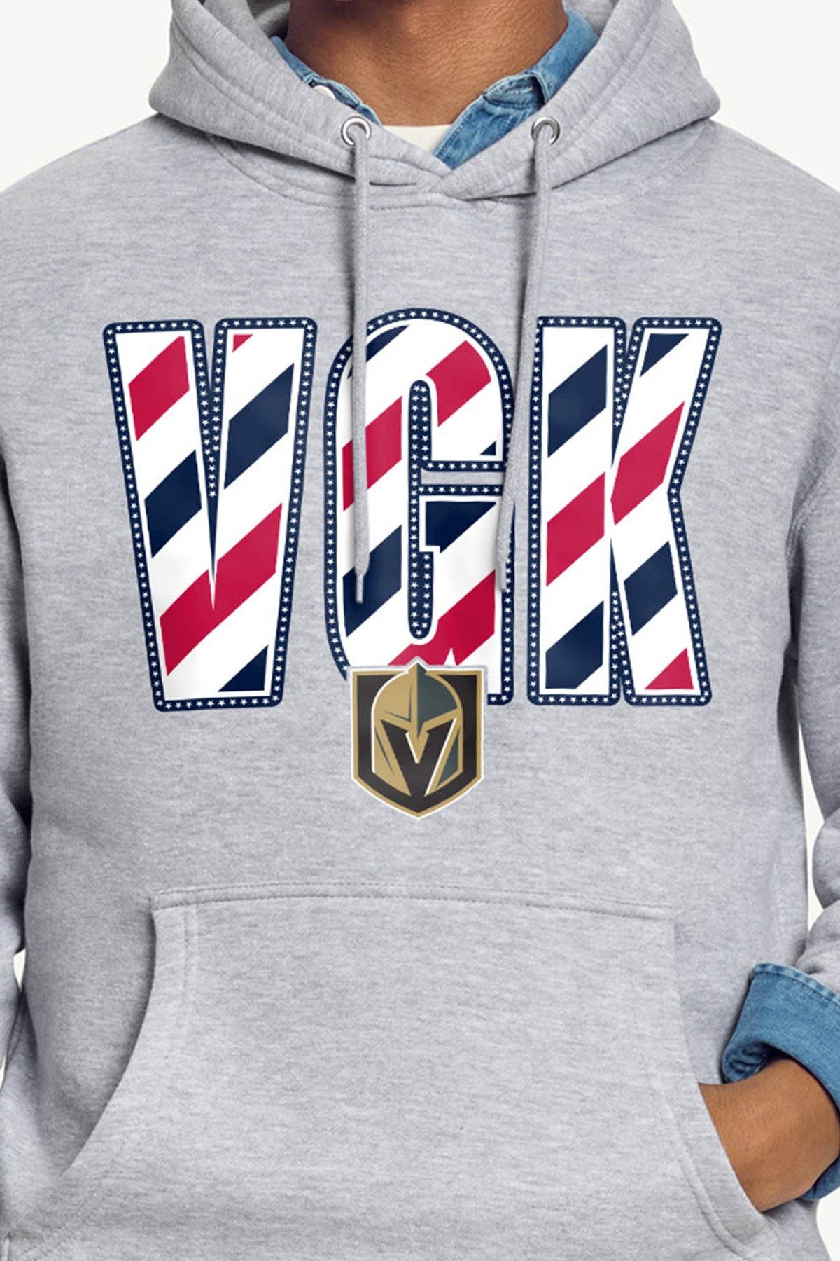 Starter Recommended | MENS VEGAS GOLDEN KNIGHTS STARS AND STRIPES HOODIE