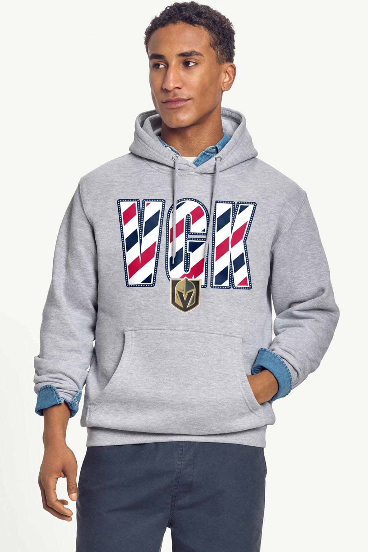 Starter Recommended | MENS VEGAS GOLDEN KNIGHTS STARS AND STRIPES HOODIE