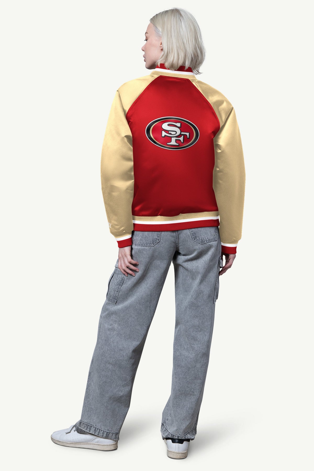 Starter Best Price | WOMENS SAN FRANCISCO 49ERS FINAL SCORE SATIN VARSITY JACKET