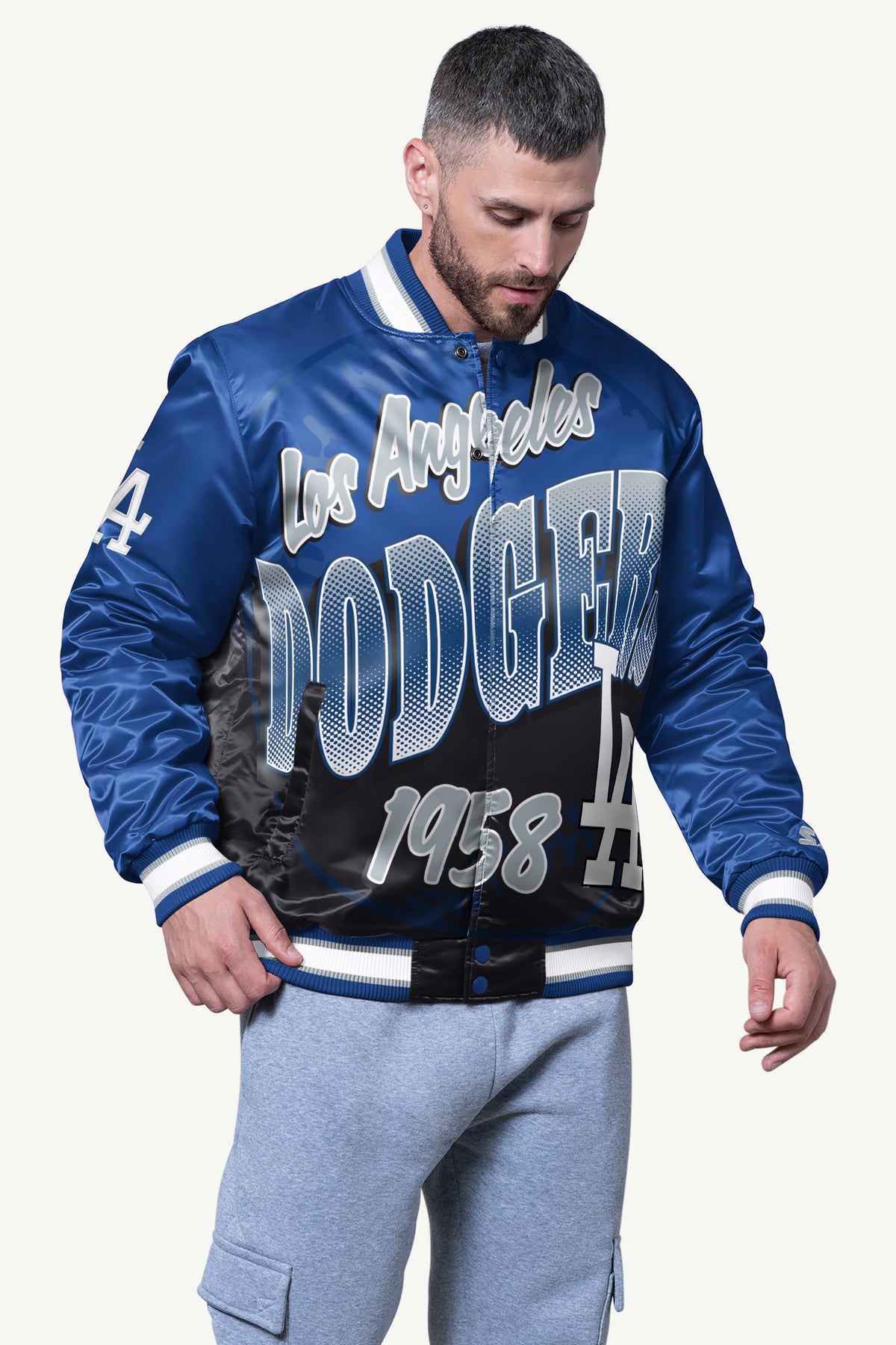 Starter Top Pick | MENS LOS ANGELES DODGERS PASS RUSH SATIN VARSITY JACKET