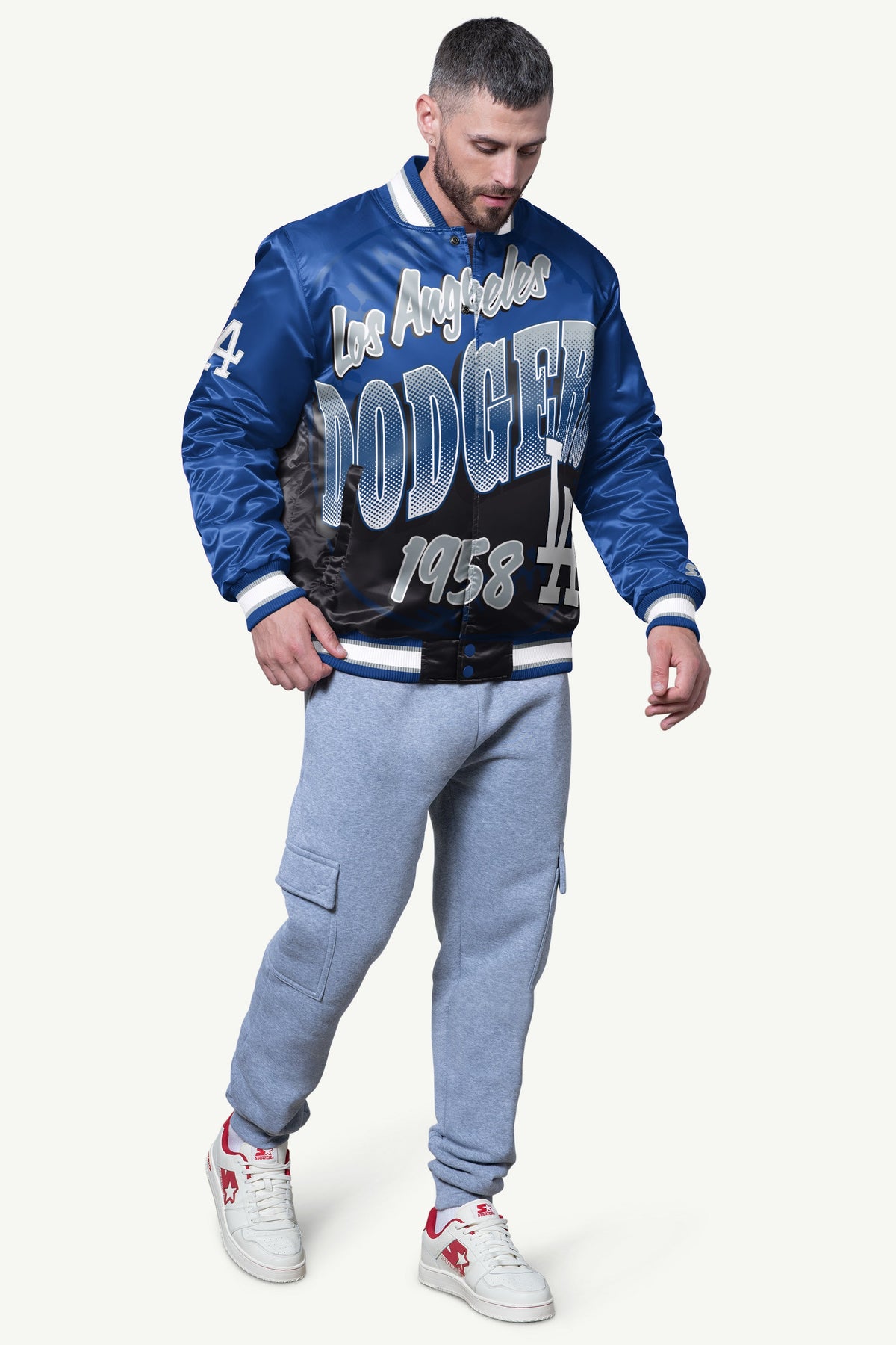 Starter Top Pick | MENS LOS ANGELES DODGERS PASS RUSH SATIN VARSITY JACKET