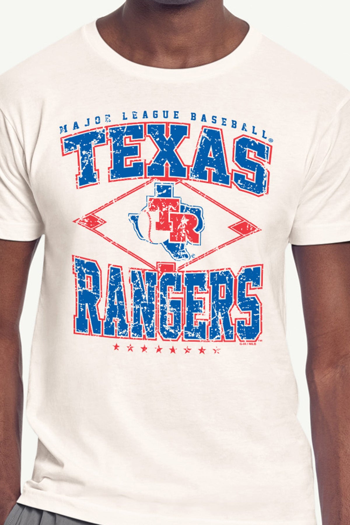 Starter Hot Sale | MENS TEXAS RANGERS DISTRESSED COOPERSTOWN DIAMOND SHORT SLEEVE T SHIRT