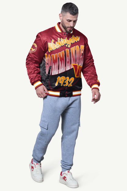 Starter Special Offer | MENS WASHINGTON COMMANDERS PASS RUSH SATIN VARSITY JACKET