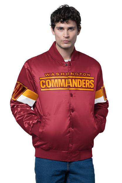 Starter Popular | MENS WASHINGTON COMMANDERS TRIPLE OPTION SATIN VARSITY JACKET