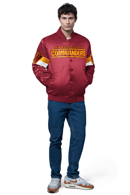 Starter Popular | MENS WASHINGTON COMMANDERS TRIPLE OPTION SATIN VARSITY JACKET