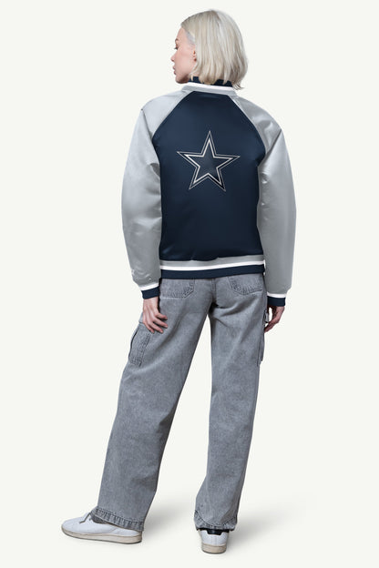 Starter Discount | WOMENS DALLAS COWBOYS FINAL SCORE SATIN VARSITY JACKET
