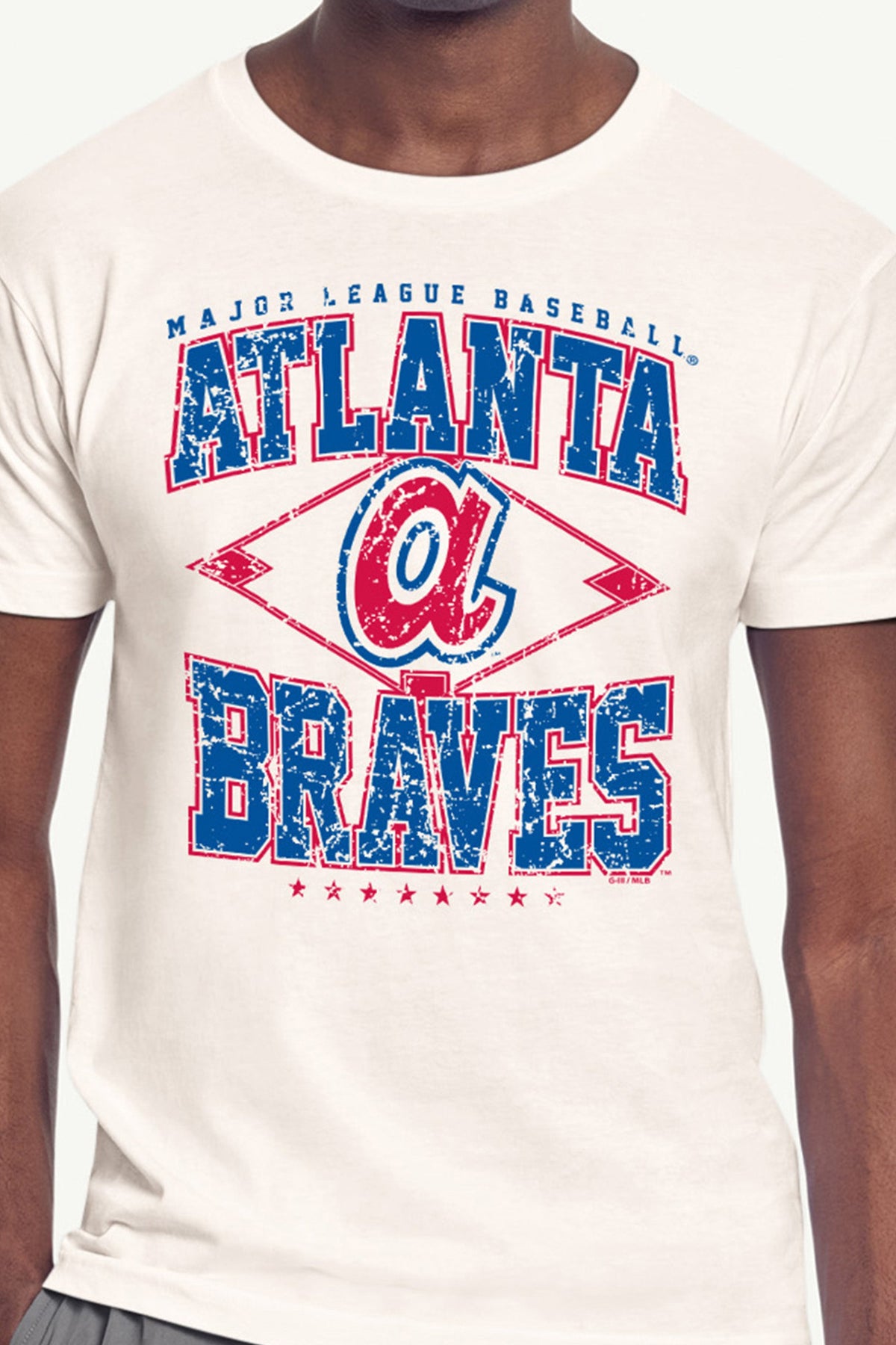 Starter Popular | MENS ATLANTA BRAVES DISTRESSED COOPERSTOWN DIAMOND SHORT SLEEVE T SHIRT
