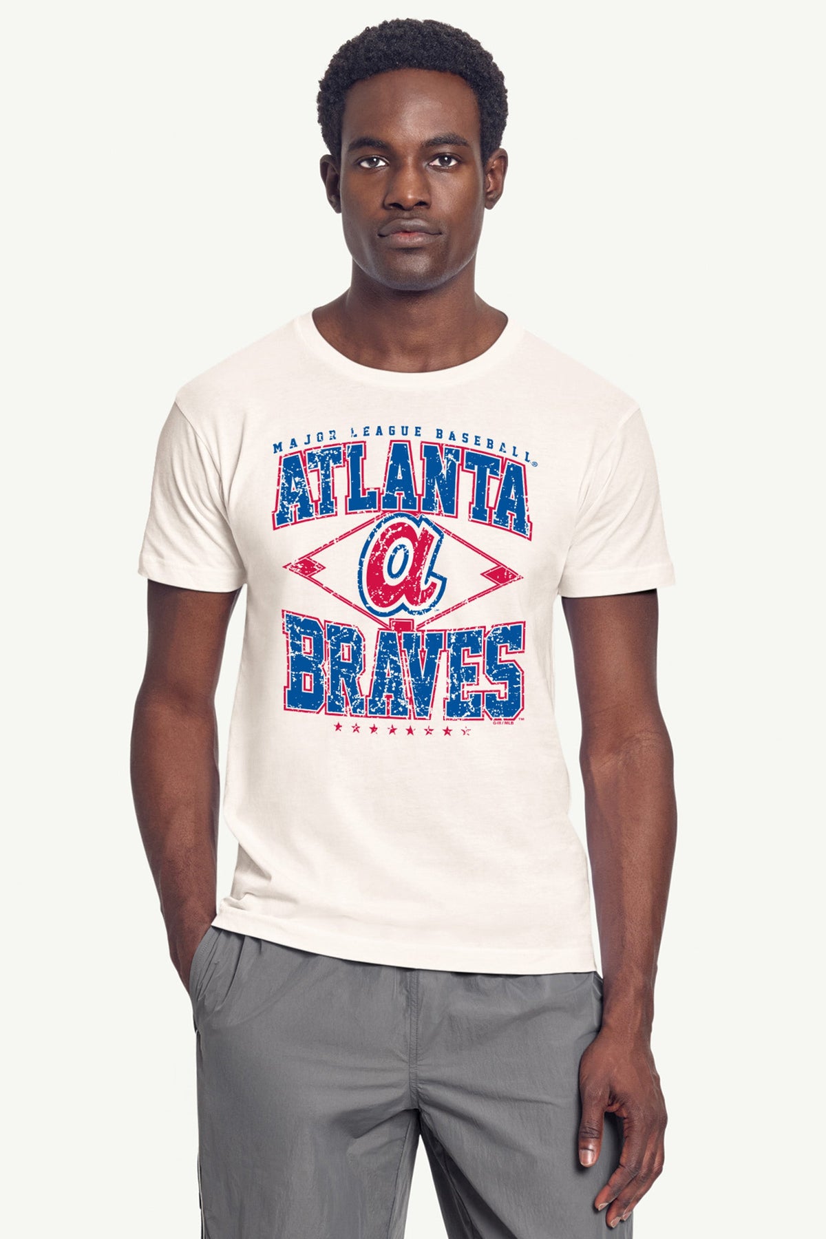 Starter Popular | MENS ATLANTA BRAVES DISTRESSED COOPERSTOWN DIAMOND SHORT SLEEVE T SHIRT
