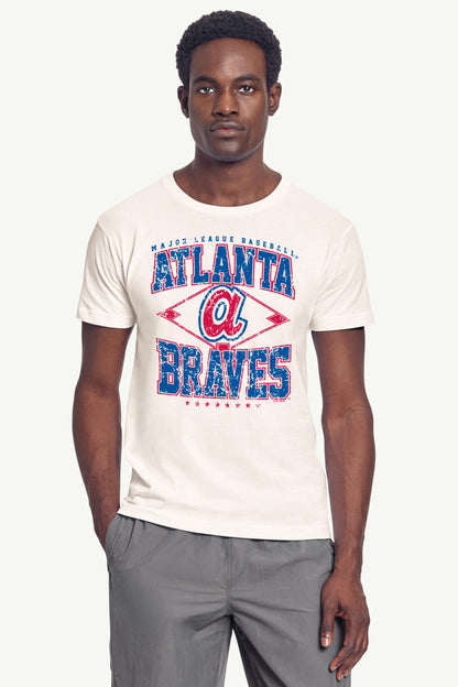 Starter Popular | MENS ATLANTA BRAVES DISTRESSED COOPERSTOWN DIAMOND SHORT SLEEVE T SHIRT