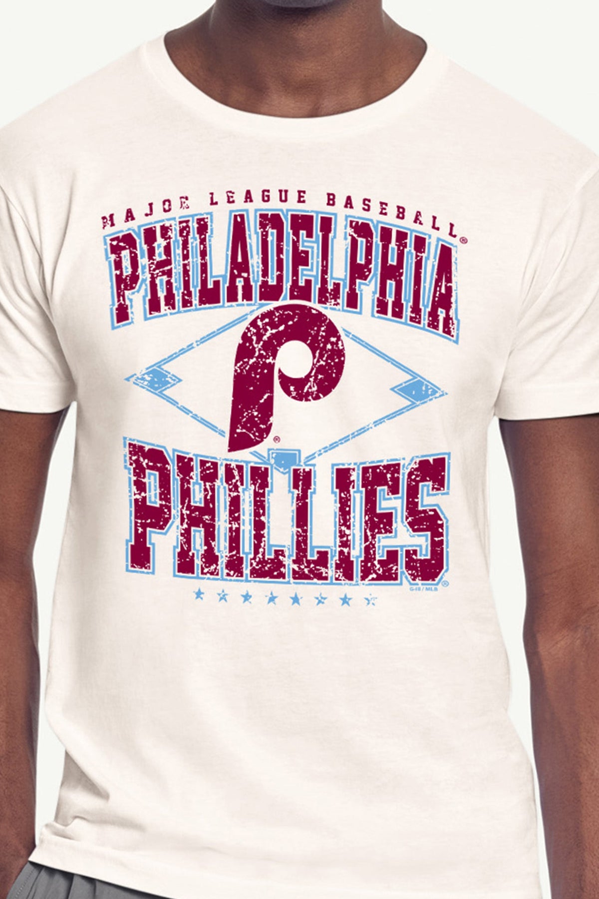Starter Best Seller | MENS PHILADELPHIA PHILLIES DISTRESSED COOPERSTOWN DIAMOND SHORT SLEEVE T SHIRT
