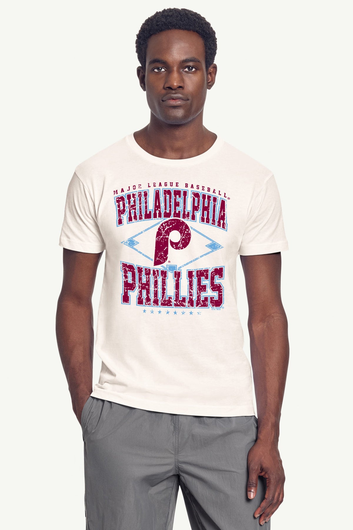 Starter Best Seller | MENS PHILADELPHIA PHILLIES DISTRESSED COOPERSTOWN DIAMOND SHORT SLEEVE T SHIRT